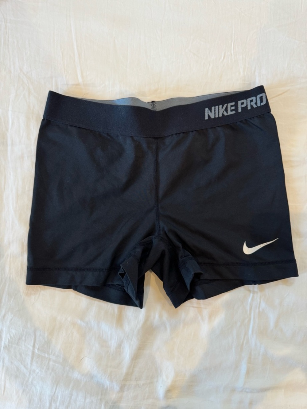 Nike Pro Black Women's Athletic Compression Shorts with White Swoosh